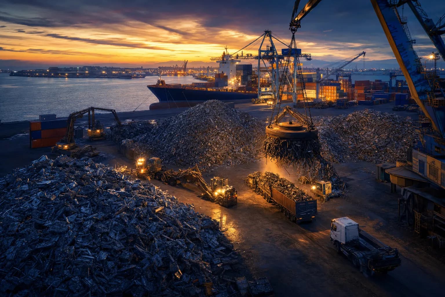 Tanzila Exports metal recycling and export yard at a seaport